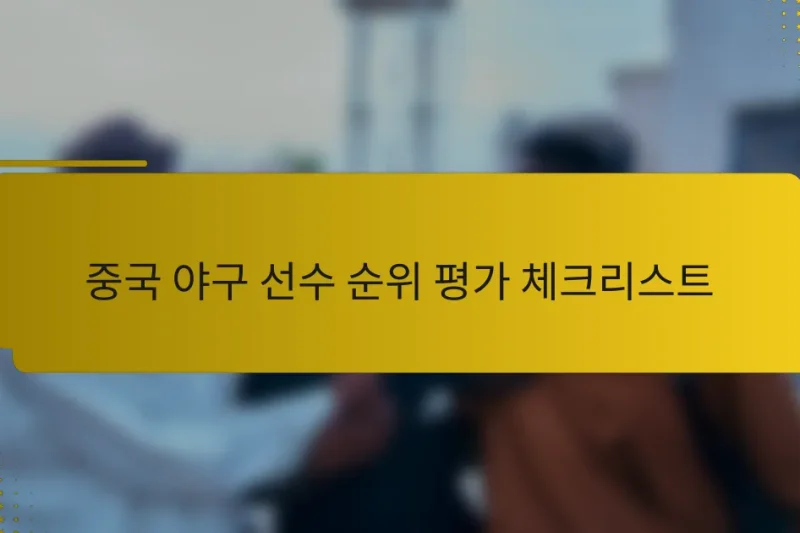 중국 야구 선수 순위 평가 체크리스트