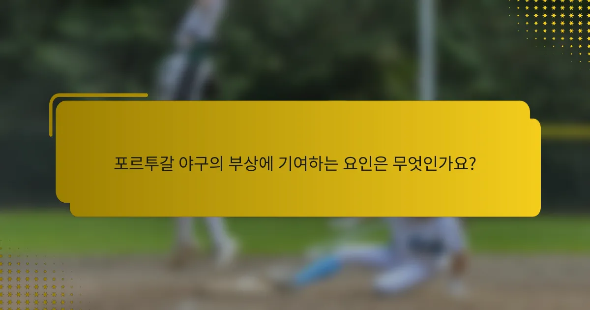 포르투갈 야구의 부상에 기여하는 요인은 무엇인가요?