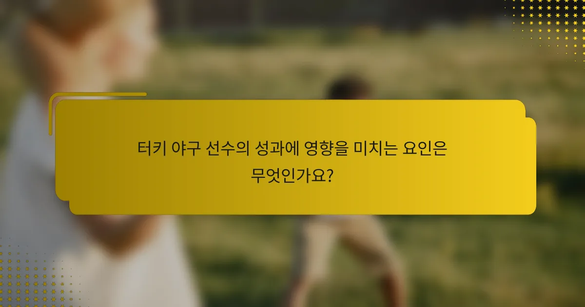 터키 야구 선수의 성과에 영향을 미치는 요인은 무엇인가요?